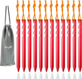 Aluminum Alloy Tent Stakes Pegs, 12-Pack Aluminum Ground Pegs with Reflective Pull Ropes, Lightweight Metal Stakes Pegs for Camping Tents Hammocks