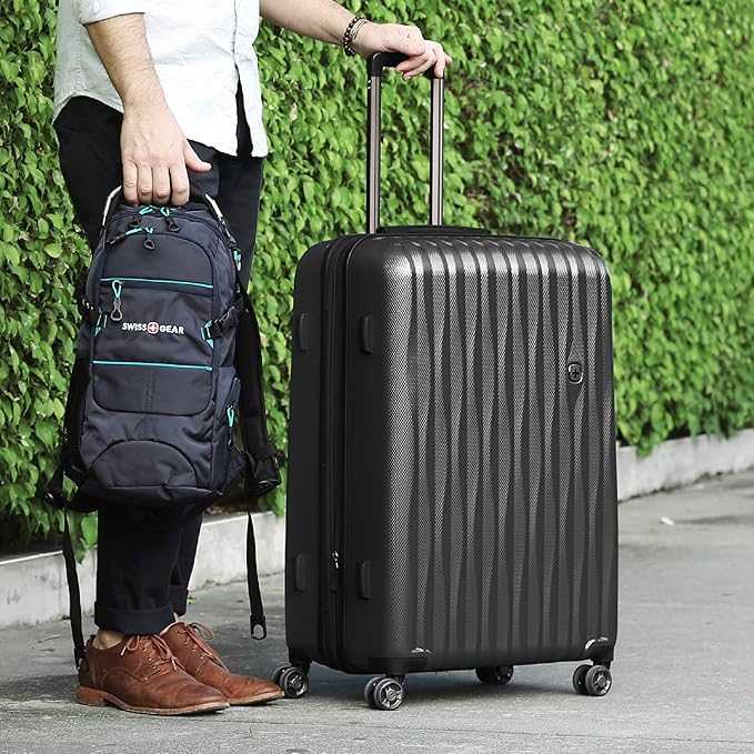 SwissGear 7272 Energie Expandable Hardside Luggage with Spinner Wheels and TSA Lock, Gunmetal, Checked-Large 27-Inch