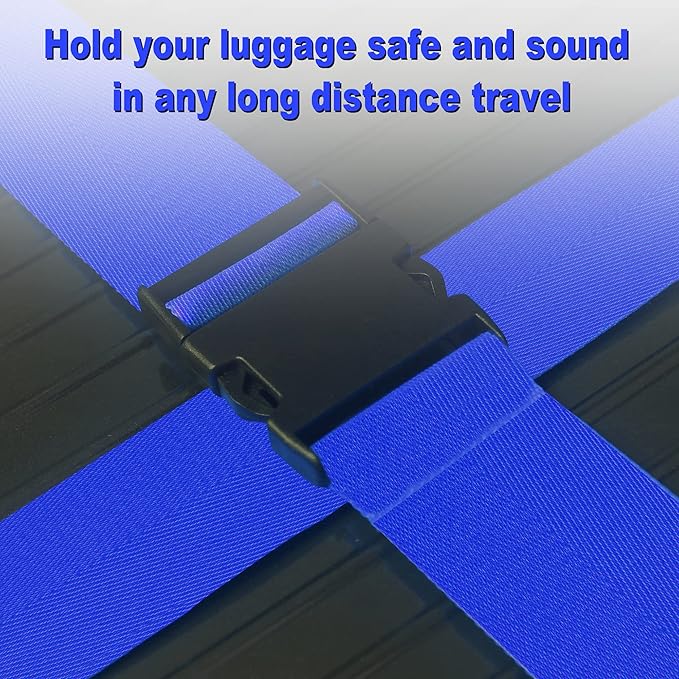Luggage Straps for Suitcases TSA Approved Travel Belt 4 Pack by Chelmon (Blue)