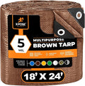 Multipurpose Protective Cover Brown Poly Tarp 18' x 24' - Durable, Water Resistant, Weather Resistant - 5 Mil Thick Polyethylene - by Xpose Safety