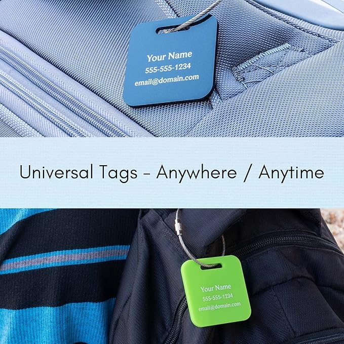 Custom Luggage Tags (3 or 6 Pack) - Personalized Unique Suitcase & Backpack Travel, Durable, Waterproof & Heavy Duty (Dark Green)