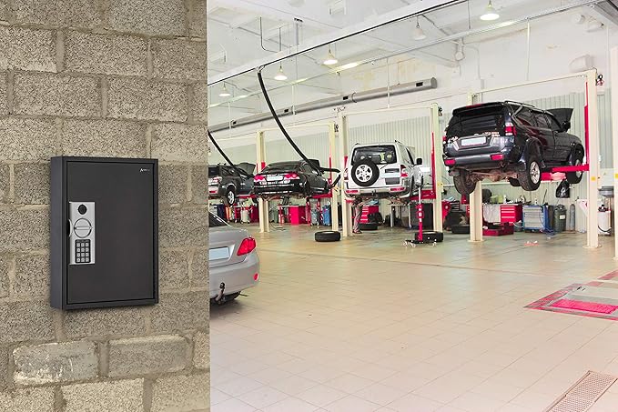 AdirOffice Key Holder Wall Mount - 60 Keys Lock Box with Code, Key Cabinet Wall Mount, Valet Parking Key Box, Car Dealer Key Cabinet - Space Saving Locking Key Box Wall Mount with Digital Lock
