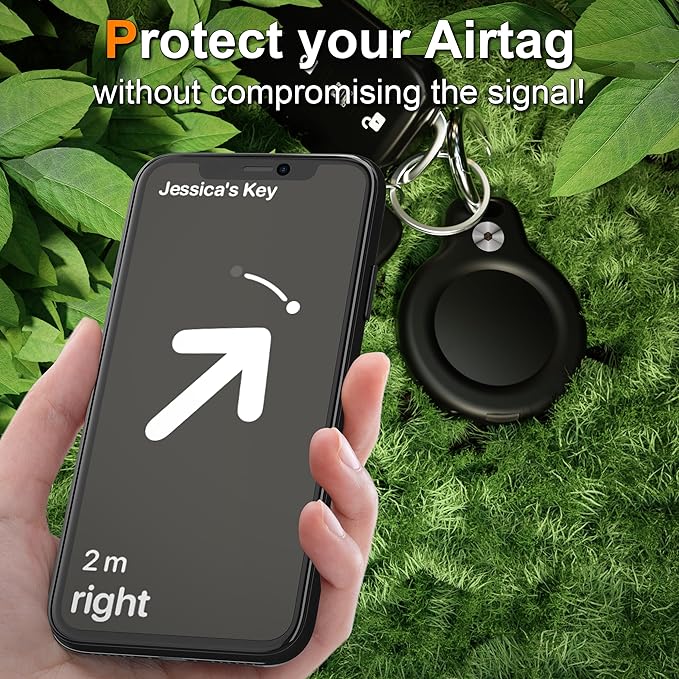 RFUNGUANGO Premium Waterproof Airtag Case, 4 Pack, Durable and Scratch Resistant, Suitable for Luggage, Backpacks, Dog Collars. All-Round Protection for Airtag, Black