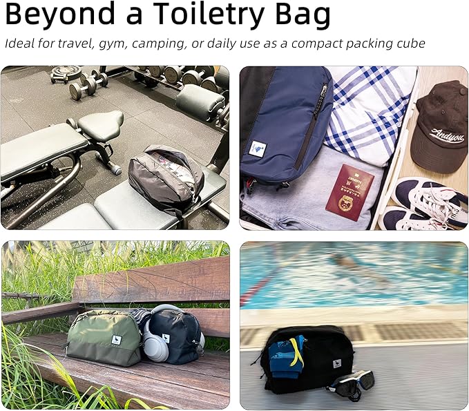 Travel Toiletry Bag 8L, Large Packing Cube with Waterproof TPU Wet/Dry Compartment (04 Forest Green)