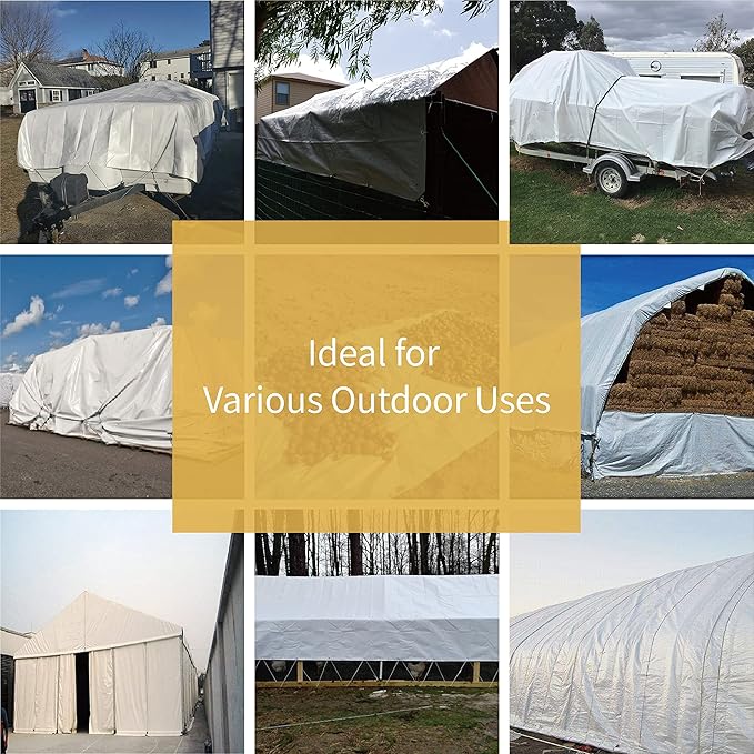 GUARD SHIELD Tarp White 6x8 Feet Multi Purpose Waterproof Poly Tarp Cover 5mil (2-Pack)