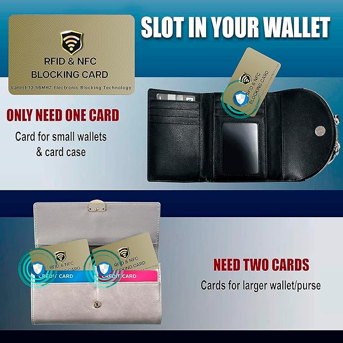 SaiTech IT RFID Blocking Cards - 2 Pack, Protects Entire Wallet/Purse, NFC/Contactless Bank Card Protector - Golden