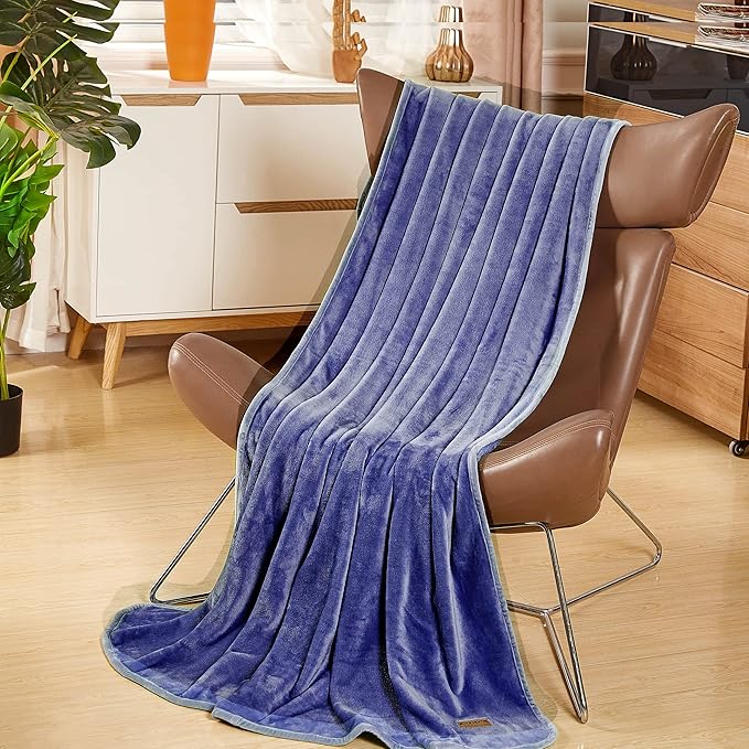 Surii Home Luxury Microfiber Flannel Blanket, Super Soft, Warm, Cozy, Fluffy, and Breathable, Perfect Throws for Bed, Couch, Sofa, for All Season Use. 350GSM Twin Size 60x80 Inches (Navy Blue)