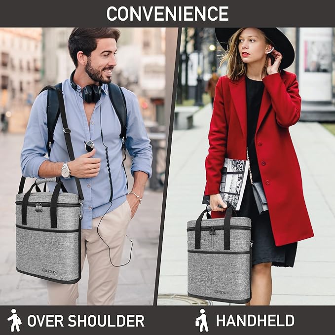 OPUX 3 Bottle Insulated Leakproof Wine Cooler Bag, Portable Wine Bottle Carrying Case - Grey