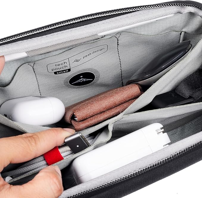 Peak Design Small Tech Pouch, Sage, Electronics Organizer for Travel or Everyday Carry, Origami-Style Storage, Cable Pass-Through, Weatherproof Recycled Nylon, Gear Carry Bag for Men and Women