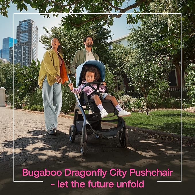 Bugaboo Dragonfly City Stroller, Lightweight Compact Baby Stroller with One Hand Easy Fold in Any Position, Full Suspension, XL Underseat Basket, Black Chassis and Midnight Black Sun Canopy