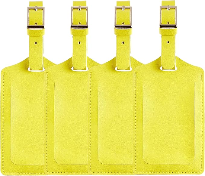 Travelambo Luggage Tags for Suitcases PU Leather Travel Tags Bag Tags Privacy Protection Travel Essentials
