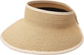 Joywant Womens Sun Visor Hats, Packable Wide Brim Ponytail Beach Hat Straw Visor Summer Beach Vacation Essentials for Womens