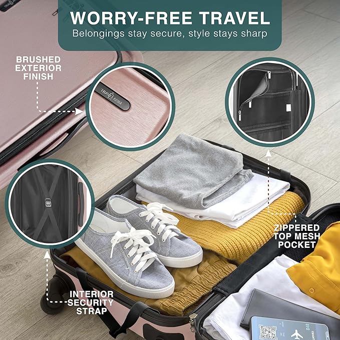 Luggage Sets 2 Piece, 24 Inch Suitcase and 28 Inch Luggage with Spinner Wheels, Durable Hard Shell Suitcase Set, Expandable Travel Suitcases with Wheels, Pink