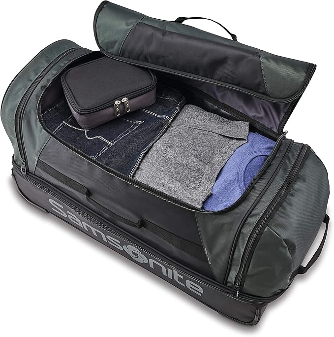 Samsonite Andante 2 Wheeled Duffel Bag – 28-Inch Durable Rolling Luggage with Inline Skate Wheels, Push-Button Handle & Spacious Compartments – Travel-Friendly and Lightweight - Riverrock/Black