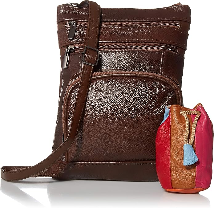 Krediz leather Crossbody Purses for Women, Multi Pocket Crossbody Purse with Adjustable Strap, Soft & Durable Leather Purse
