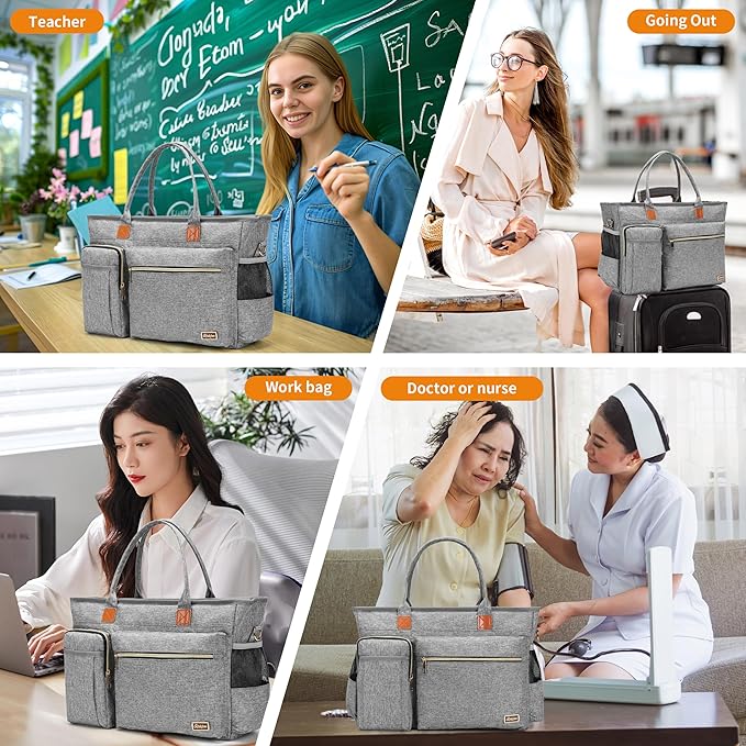 Laptop Tote Bag, Middle Size Computer Messenger Teacher Bag with 15.6'' Padded Laptop Sleeve