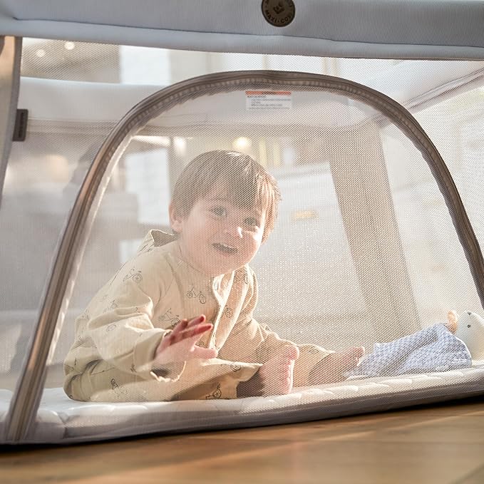 Maxi-Cosi Calao Travel Playard, Infant Bassinet, Toddler Playpen, Portable, Lightweight, Foldable, Easy Setup, with Carry Bag, Breathable Mesh, Classic Graphite