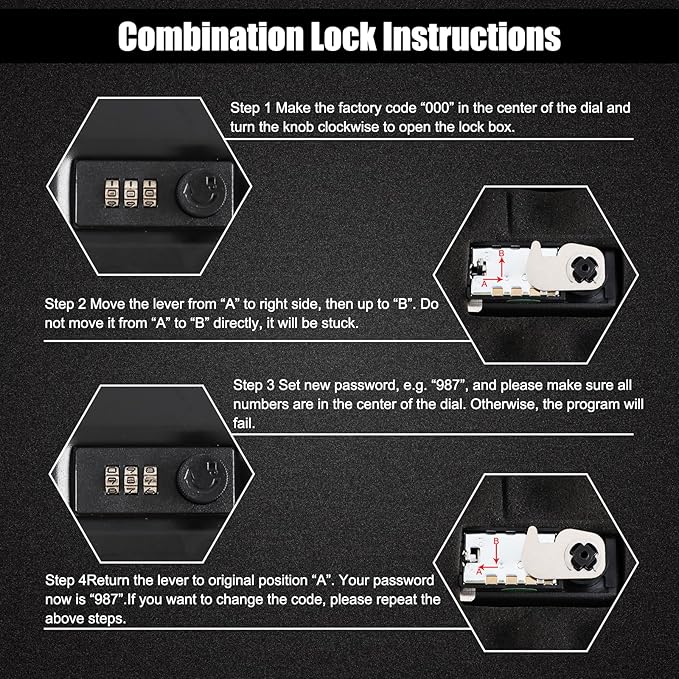 Dalmbox Gun Safe for Pistols Small Handgun Lock Box with Combination Lock Portable Travel Pistol Safe for Car, Home, Travel