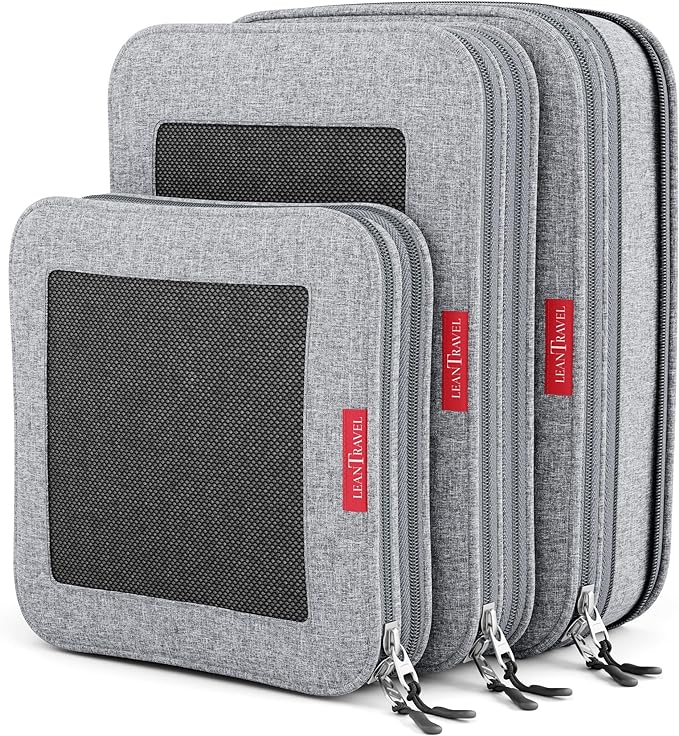 Compression Packing Cubes for Travel Organizers with Double Zipper, LeanTravel