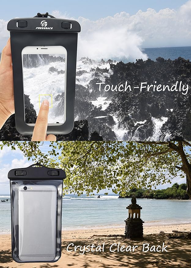 Freegrace Waterproof Pouches with Waist Strap / Pouch Case Bundle Set- Keep Your Phone & Valuables Dry and Safe - Waterproof Dry Bags for Boating Swimming Snorkeling Kayaking Beach Water Parks Pool